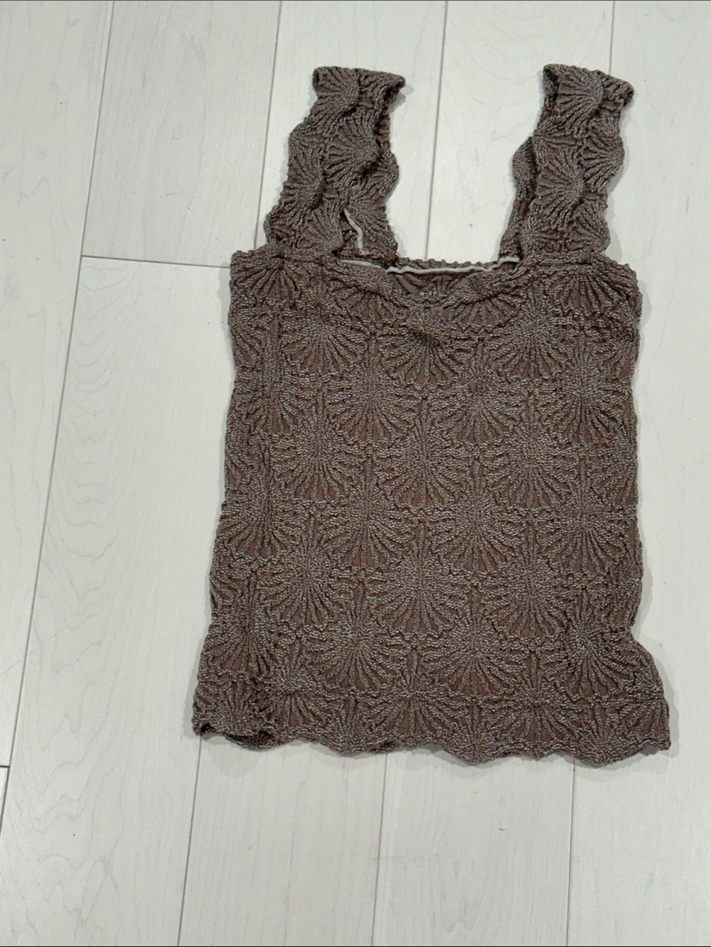 Free People Intimately  Brown Crochet Shell-Pattern Tank - size XS/S